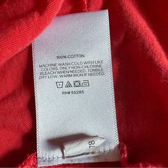 Express Red Orange Women’s Short Sleeve T-Shirt with Knot Detail - Picture 7 of 8